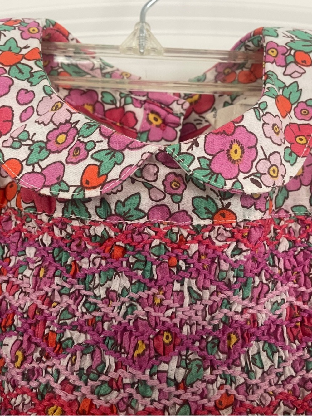 Mini Boden Pink Floral Smocked Sundress with Ruffle Straps - Picture 2 of 6